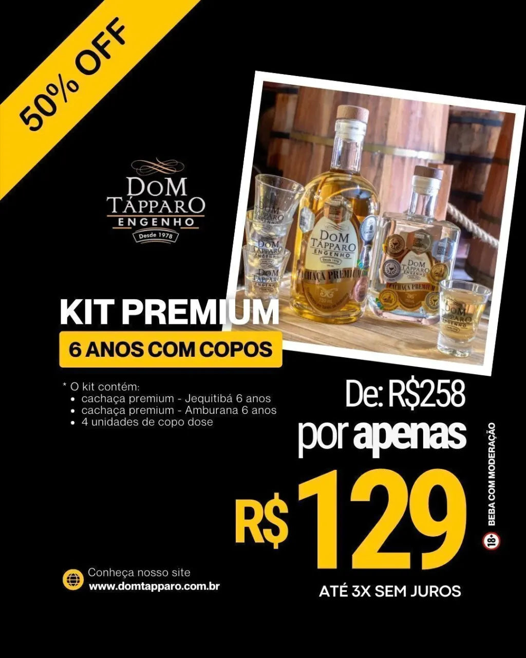 Kit Premium 6 anos com copos